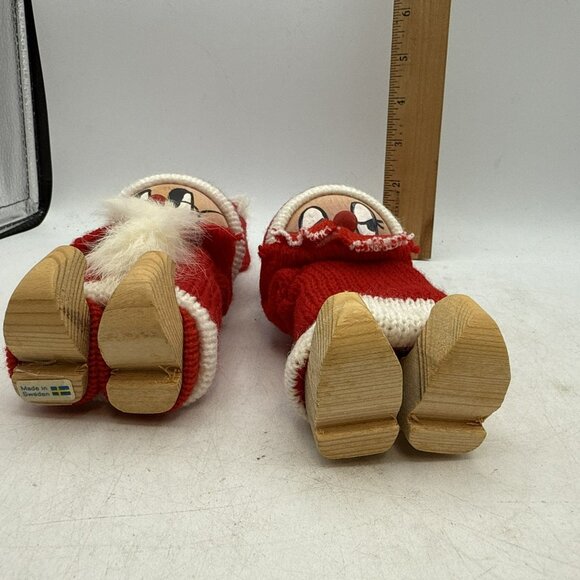 Swedish Tomte Santa Christmas Elf Red With Glasses Scandinavian Set Of 2 - Picture 8 of 8